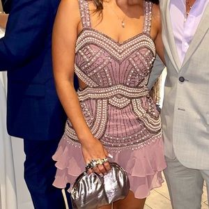 Mauve size 2 beaded formal dress